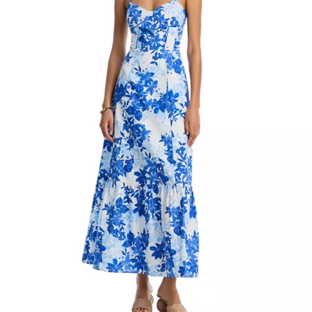aqua corset maxi dress